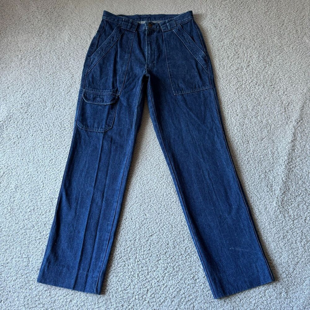NEW Vintage Lands' End Jeans Mens 32 Blue Cargo Straight‎ Denim USA Hip Hop 90s